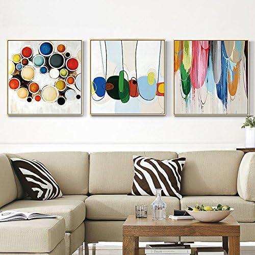 HZF-Modern abstract decoration picture, sofa background wall, hanging picture mural three sets,62*62 wooden frame Murals