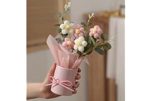 MPROW 1pcs Artificial Crochet Flower Bouquet/Artificial Flowers Bunch/Crochet Flowers Bouquet/Crochet Flowers/Flowers Bouquet Gift for Girls Home Decor,Gifting,etc. (Blue Daisy Bouquet)