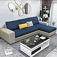 Casacomfort Junold 4 Seater Fabric RHS L Shape Sofa Set (Blue-Light Grey)