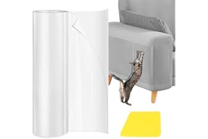 VCANIVR Cat Scratch Sticky Paws Tape, 15.7" x 118" Cat Furniture Protector Tape Transparent Free Cutting Anti Scratch Furniture Protector for Carpet, Sofa, Couch, Door