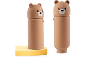 Niaetuto Trousse Animaux,Trousse Ecole Garçon Fille,Silicone Anime Trousses Silicone Verticale avec Fermeture éclair,Cadeau Scolaire pour Enfants