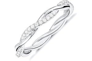 PAVOI 14K Gold Plated Sterling Silver Cubic Zirconia Twisted Rope Eternity Band for Women