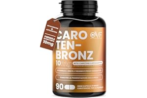 PARAFARMACIA, ORGANIC VITAMINS & FOOD OVF Betacarotene CarotenBronz 90 Cps, Integratore Abbronzatura con Astaxantina, Vitamina C, Zinco e Rame, 3 Mesi di Trattamento per Pelle Radiosa, Abbronzatura Uniforme e Protezione Antiossidante