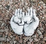 Steinfigur Baby in Hand Kinderfigur Steingus Garten...