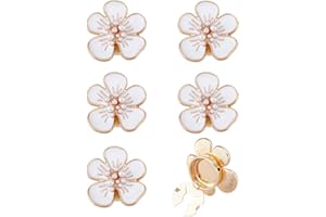 SUPERFINDINGS 6PCS White Flower Cufflinks Camellia Button Covers Elegant Women Cuff Link Alloy Enamel Cufflinks Fashion Cuff Link Jewelry Gifts for Business Suit
