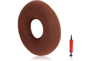 FILFEEL Nadmuchiwana Poduszka w Kształcie Pączka, Przenośna Poduszka Przeciw Odleżynom z Pompą Powietrza Okrągła Poduszka do Siedzenia z Otworem na Krzesło Biurowe, Siedzenia, Podróże,(brązowy)