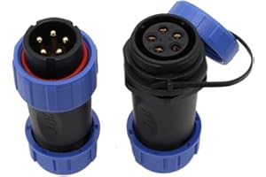 HANGTON CONNECT HangTon HE21 Conector de 5 pines resistente al agua para aviación circular de desconexión rápida de alimentación macho hembra enchufe receptáculo para dispositivos eléctricos industriales