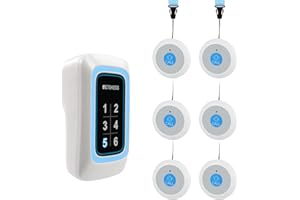 Retekess TH109N Pulsante Di Chiamata Wireless, Campanello di Chiamata Wireless per Anziani, Raggio di Comunicazione di 850 Piedi,120dBA, Volume Regolabile, Sistema di Allarme di Emergenza