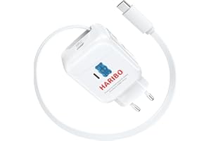HARIBO 30W USB C Ladegerät mit Einziehbarem Ladekabel, Dual USB-C Schnellladegerät mit Kabel, GaN Netzteil Charger für iPhone 17 16 Pro Max, für iPad Pro, Galaxy S25 S24 Pixel, Reisen Geschenk, Blau