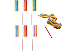 Yongbest Gymnastic Ribbon,6 Stück Rhythmic Gymnastics Ribbon 2 Meter Tanzen Streamer Regenbogen Band für Kinder Tanzen Streamer Rhythmisch