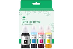 COLORETTO 104 Bottiglia d'Inchiostro Compatibile Con Epson 104 multipack Per EcoTank ET-1810 ET-2726 ET-2810 ET-2811 ET-2812 ET-2814 ET-2815 ET-2820 ET-2821 ET-2825 ET-2826 ET-4700 ET-4800 ET-4800