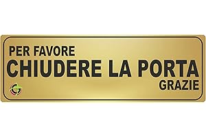 SOCIAL CRAZY TARGHE ADESIVE ORO - per favore chiudere la porta grazie - Targhette Autoadesive, Impermeabili Lavabili, uffici, Pub, Banche, aziende, ufficio (20X7 CM)