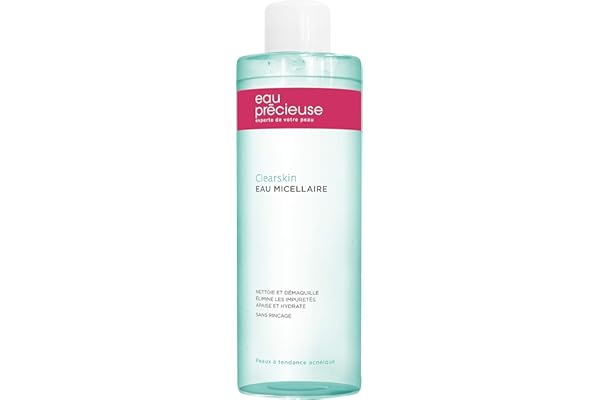 Eau Précieuse - Eau Micellaire Clearskin - Nettoie et démaquille - Elimine les impuretés - Apaise et hydrate - Peaux à tendance acnéique – 400 ml