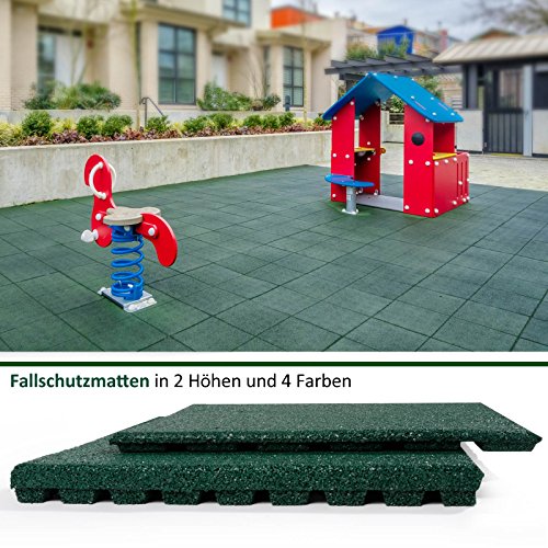 etm® Fallschutzmatte für Außenbereich | Unterseite mit Drainage | Größe 50×50 cm | TÜV geprüft | Stärke 25 oder 43 mm | Grün (25 mm) - 2