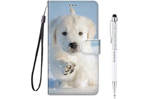 Grandoin Coque pour Redmi 9A, Mode Créatif Effet Bookstyle Désign Étui de Protection Housse en PU Cuir avec TPU Silicone Souple Phone Case pour Xiaomi Redmi 9A (Chiot)