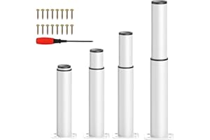 EURXLQ 4 Nóżki Meblowe,Nóżki Regulowane Nóżki do Mebli,Pogrubione Nóżki Szafy,Nogi Meblowe do szafy,Stołu,Sofy,łóżka ze śrubami,śrubokręte (Biały, 18-33 cm)