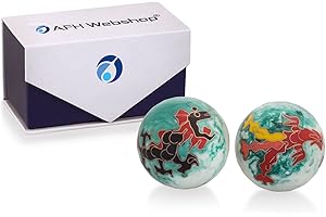 AFH WEBSHOP Meditation Qi-Gong-Kugel Paar mit Klangwerk | Klangkugeln | Yin Yan | Design Drache (Ø: 45 mm)