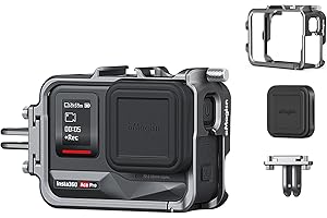 Rszfnjxry Gabbia per telaio in alluminio serie 360 Ace con lenti in silicone compatibile con Insta360 Ace/Ace Pro,custodia protettiva in metallo durevole con supporto per scarpa fredda