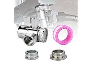 ANTHYTA 3 Voies Soupape, Valve 3 Voies en Laiton Massif, Vanne de Dérivation Robinet, Robinet Arret 3 Voies, Inverseur Douche, Adaptateur Inverseur Douche avec 2 Adaptateurs + Ruban M22 X M24