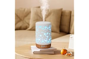 Dreamhigh® Ceramiczny dyfuzor zapachowy, 100 ml, biały, ultradźwiękowy dyfuzor zapachowy, do olejków eterycznych z 7-kolorowym światłem LED, nawilżacz powietrza, elektryczna lampa zapachowa, timer,