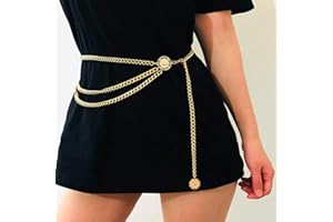 Bohend Punk Circulo Cadena de cintura Oro Metálico Cadena del cuerpo Moda Pantalones Falda Accesorios por Mujeres y niña