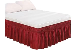 GENERIC Mantovana giroletto avvolgente per letto matrimoniale, colore: rosso vino, queen size