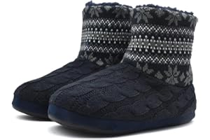 KuaiLu Tricoté Laine Chaudes d'intérieur Homme Chaussons Bottes Pantoufles Velours Mousse à Mémoire Doublure en Semelle Antidérapante