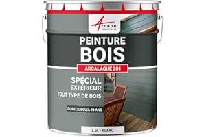 ARCANE INDUSTRIES Peinture Bois extérieur, Peinture portails, bardage, abri et mobilier de Jardin... : Arcalaque 201-2.5 L Blanc - RAL 9003