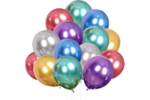 EPOKUS Globos Vistoso Metalizados,50 Piezas Metal Globos de Fiesta Color, Metálico Vistoso Látex Globos, para Cumpleaños, Bodas Aniversario, Bautizos Comunion Baby Shower, Graduacion Fiesta Decoracion