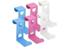 WUBAYI Lot de 6 cintres et crochets en acier inoxydable en forme de cœur pour manteaux, serviettes, sacs, chambre à coucher, salle de bain, portes de garde-robe (rose/bleu/blanc)