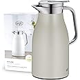 ALFI Thermos Flask, Stainless steel Plastic Glass, Silver Lining, 1 Litre