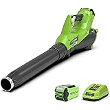 Greenworks 40 V Axial Akku-Laubbläser G40AB (Li-Ion 40V 177 km/h Luftgeschwindigkeit leistungsstarkes Axialgebläse mit elektr