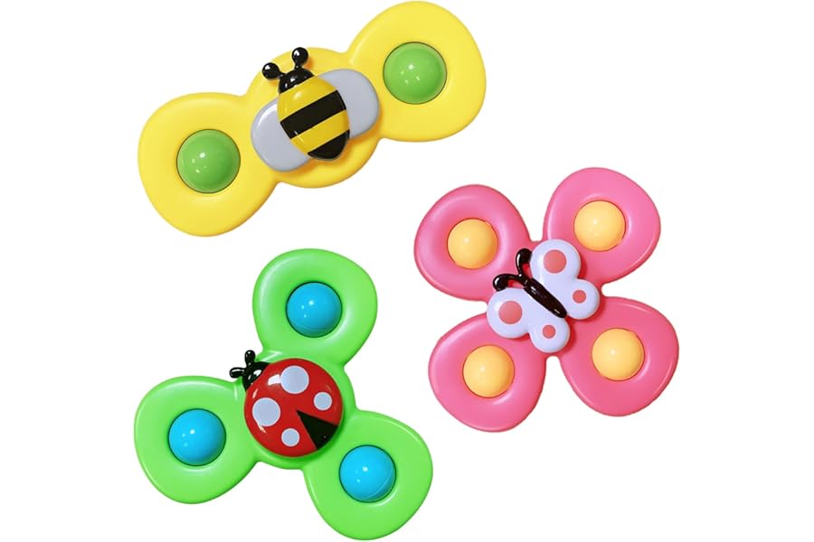 Yumuwind Suction Spinners for Babies - Spinning Toys with Silicone Bubbles for Bath & Window - Release Anxiety Travel Toys, Ages 1+