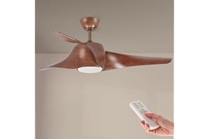 M mimotec - Ventilatore da Soffitto con Led Fanton Legno con Luce e Telecomando, Basso consumo, motore DC, 8 velocità,Silenzioso,3 Pale, modalità inverno-estate, LM8081