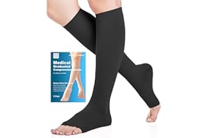 WEEKEND PENINSULA Medias de Compresión Mujer y Hmbre, 20-30 mmHg Clase 2, Tamaño S-4XL, Calcetines Compresion con Punta Abierta Para Médicos, Circulación, Varices, Edema, Correr, Volar, Embarazo