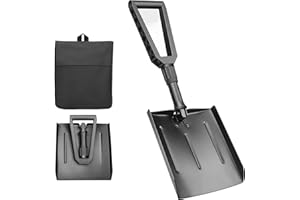 Drado Klappbare Schneeschaufel für Auto, Multifunktiona Klappspaten, Tragbar, Mit Canvas-Tasche, geeignet für Auto, LKW und SUV