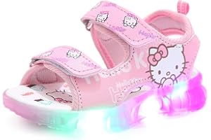 IRON JF Leuchtschuhe Mädchen Strandsandalen Sonnenschein Strand Schuhe Kinder LED blinkende Schuhe Klettverschluss Sandalen offener Spitze für Sommer (Color : Rosa, Size : 25 EU)