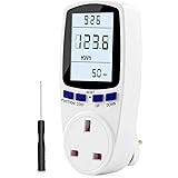 UK Plug Power Meter Energy Monitor with Backlight LCD Display Electricity Usage Monitor 7 Monitoring Modes Voltage Amps Watta