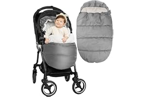MOXTOYU Extra Thick Universal Baby Footmuff for Pushchair, Cosy Toes for Buggy Pram Stroller, Waterproof Pram Footmuff with 2-Layer Yarn Cotton, Gift for Christmas Birthday to Newborns - Grey White