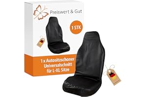 ‎PREISWERT & GUT Preiswert&Gut Sitzbezug 200x70cm Kunstleder Universal – Reißfester Werkstattschoner & Autositzschoner, farbbeständig, pflegeleicht, Wasserdicht ideal als robuster Schonbezug Model (Schwarz Premium L)