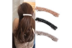PLABBDPL 3pcs clip per capelli in cristallo clip per capelli per ragazze per capelli sottili e spessi,fermagli per capelli automatici francesi forcina per capelli fiore grandi fermagli per capelli