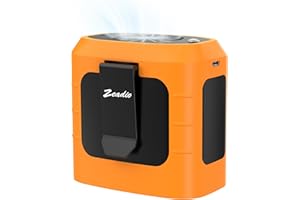 Zeadio Ventilador de clip para la cintura, operado con 10000mAh y 3 velocidades, manos libres y llevable como collar, con función de iluminación - naranja
