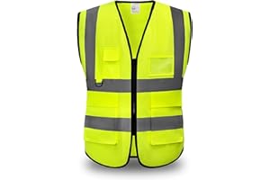 YUANVEST Gilet di Avvertimento di Sicurezza, Gilet Riflettente di Sicurezza ad Alta Visibilità, Gilet Riflettente a Strisce Riflettenti ad Alta Visibilità, Soddisfa Gli Standard ANSI/ISEA