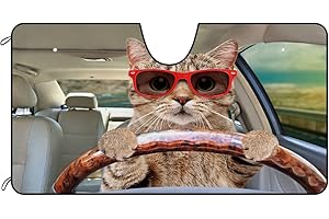 BAGEYOU Dog Car Front Windshield Sunshade Scottish Shorthair Cat in Sunglasses Decor Vehicle Sun Shade Visor UV Ray Reflector Sun Protector, Keep Vehicle Cool, 51" x 26.8"