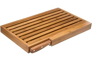 SG SECRET DE GOURMET 5FIVE Planche à Pain Bambou 44 x 25 et Son Couteau intégré.