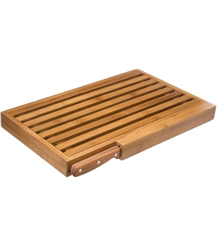 Planche à Découper Le Pain Avec Récupérateur De Miettes Amovible - Bois 32x22 Cm