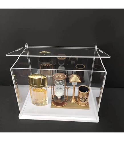 Ouvrez la vitrine acrylique transparente avec base blanche, protection anti-poussière pour figurines jouets à collectionner (16 x 8 x 12 pouces/40 x