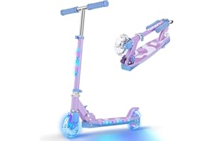 ‎TONBUX TONBUX Roller Kinder 6 Jahren, Kinder Roller mit Cool Beleuchteten Stangen, Rädern und Deck, 3-Stufig Höhenverstellbarer Kinderroller, Faltbarer Leichter Scooter Kinder von 5 bis 12 Jahren