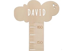 nagu® Metro bambini da parete legno. Metro da muro. Prodotti neonato, mezzo metro kinder da 63 a 162 cm. Misuratore altezza personalizzato