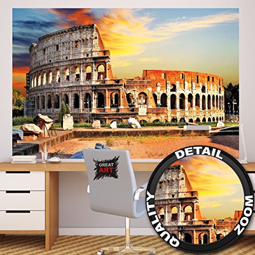Fototapete Kolosseum in Rom Wand-dekoration - Wandbild Italien Poster-Motiv by GREAT ART (210 x 140 cm)